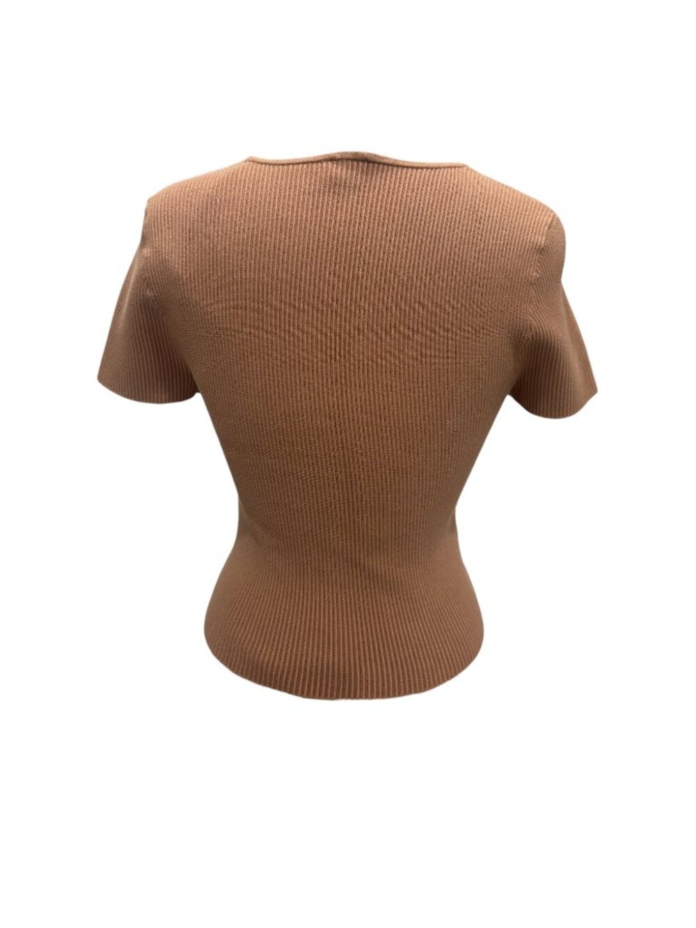 Abercrombie & Fitch Ribbed Knit Square Neck Top Women’s Medium Brown Short Sleev - Picture 5 of 12